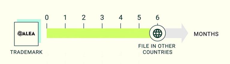 Timeline showing that you have 6 months to apply for trademark registration in other countries after you have submitted your application in Norway