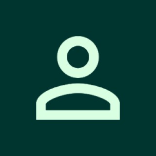 Light green person outline against a dark green background.