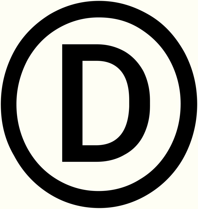 The letter D in a circle