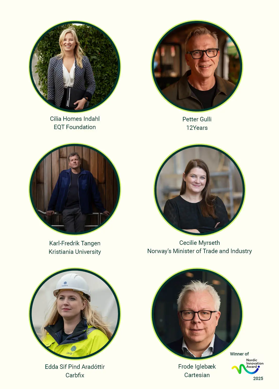 Portrait images of key note speakers at the Nordic Innovation Award