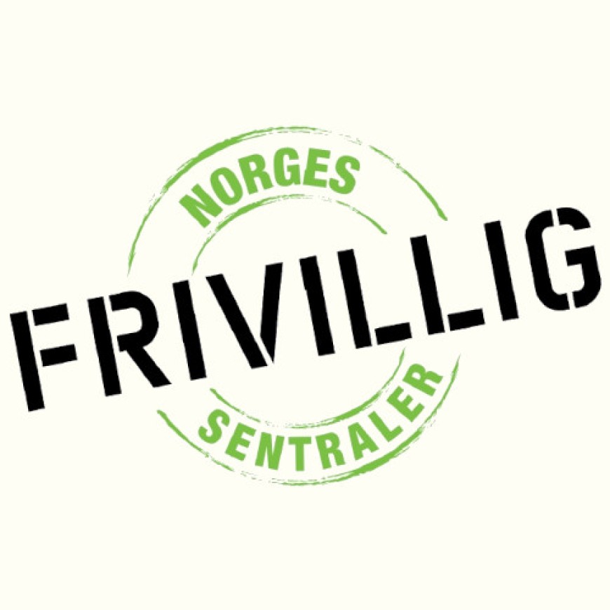 Texts NORGES and SENTRALER placed on either side inside two concentric circles, with the word FRIVILLIG written diagonally across the design.