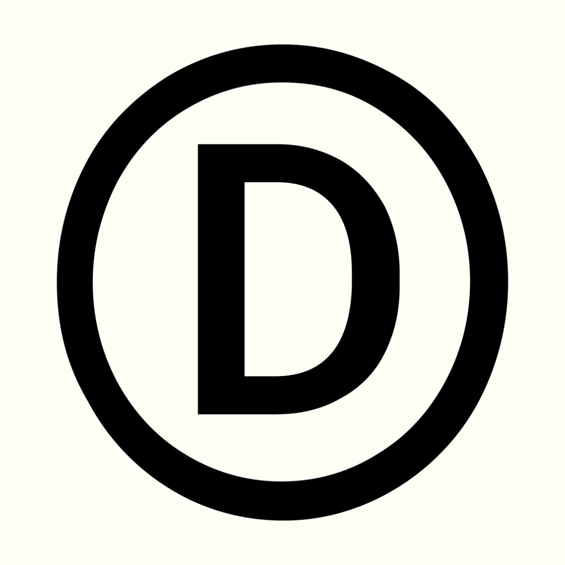 Symbol for designregistrering - D i sirkel