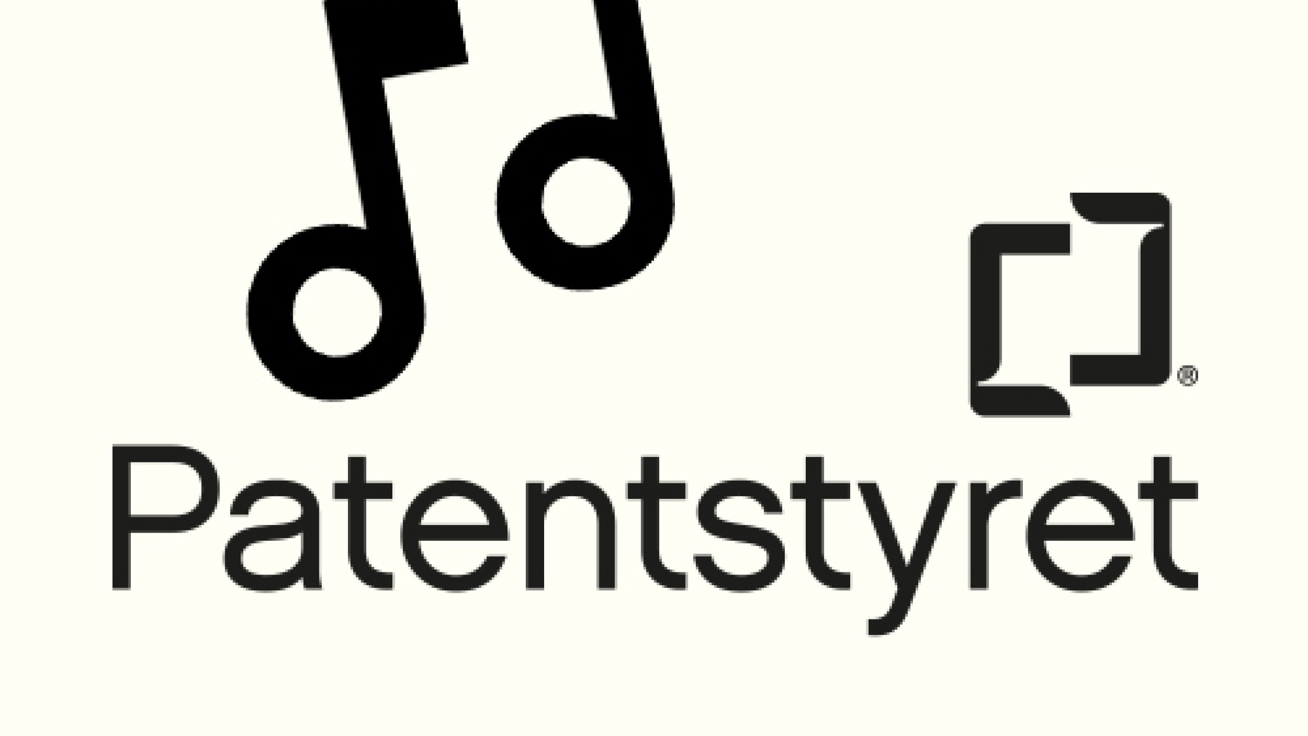 Patentstyrets logo med illustrasjon av noter