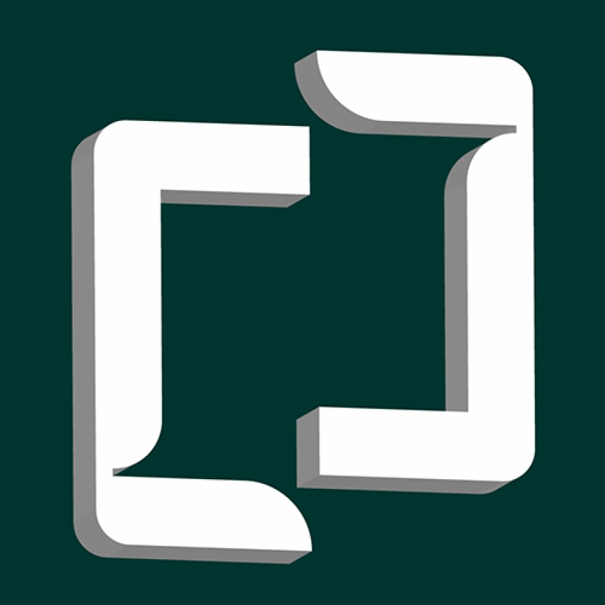 Patentstyrets symbol vist i 3D